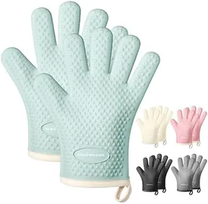 Silicone Oven Mitts with Fingers Heat Resistant 450°F in Ki…